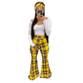 New Arrivals Fashion Autumn Fall Women Sexy High Waist 2020 Striped Plaid Flare Pants Women Trousers